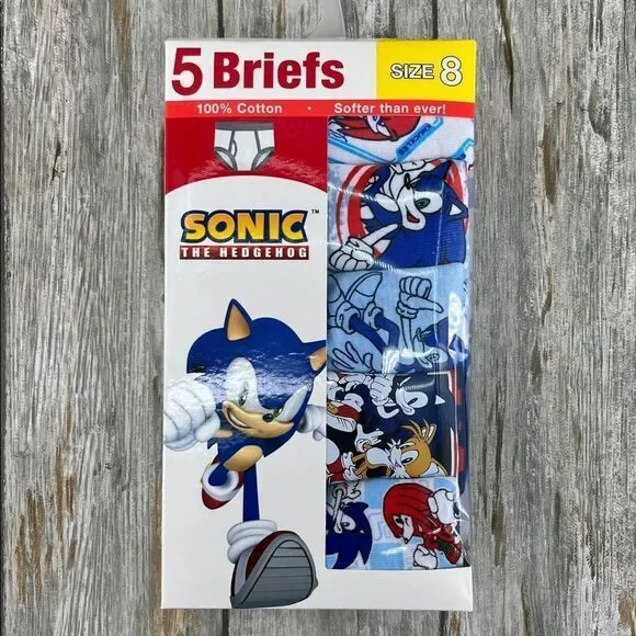 Boys Sonic The Hedgehog Cotton Brief Character Underwear, 5-Pack, Size 8