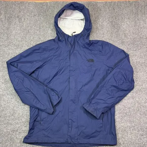The North Face Jacket Mens Large Blue Hooded Windbreaker Lightweight Hiking