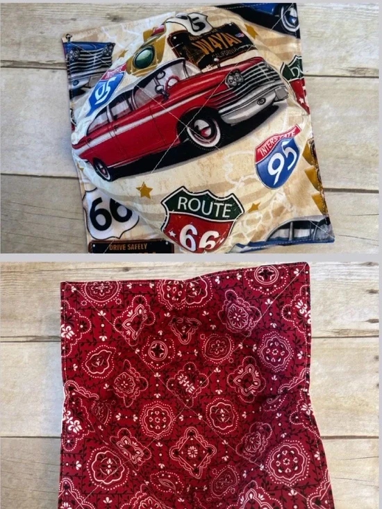 Microwave / Ice Cream  Bowl Cozy Reversible Old Car/Bandana