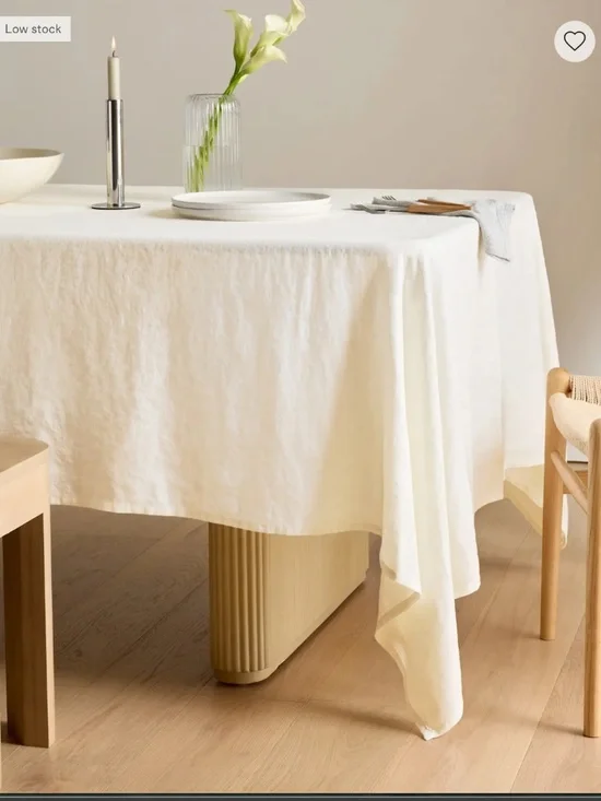 European Linen Tablecloth 70 x 108 Ivory