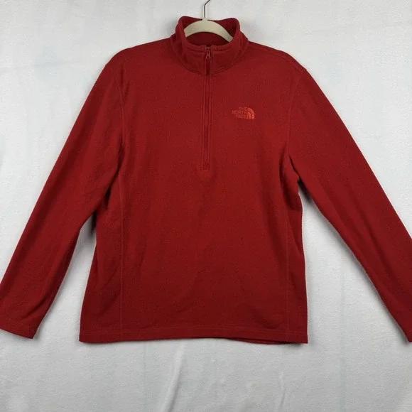 The North‎ Face 1/4 Zip Fleece Pullover Sweater Red Mens Medium M