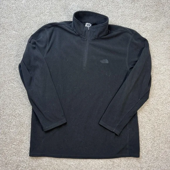 The North Face Sweater Mens XL Black 1/4 Zip Fleece Mock Neck Pullover Top