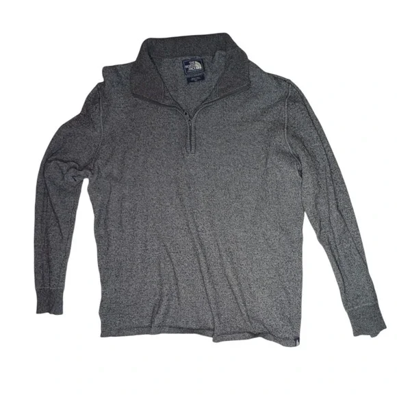 The North Face Mens XXL Gray Wool Blend 1/4 Zip Pullover‎ Sweater Mock Neck