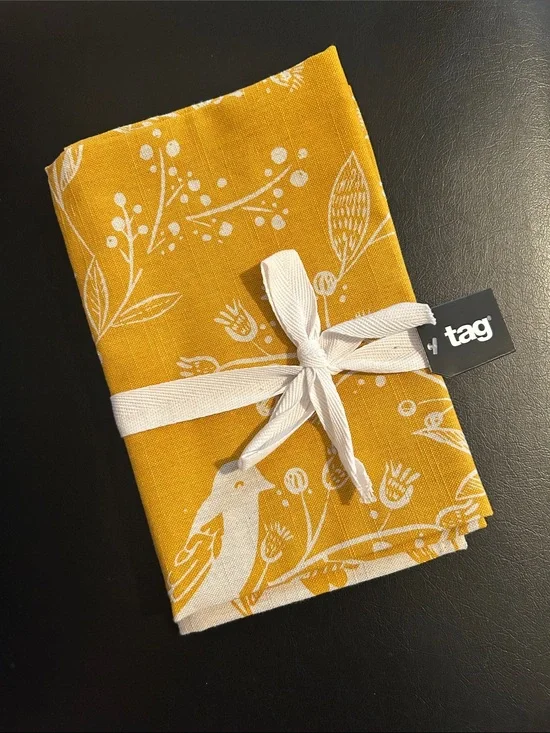 NWT Tag Yellow Bird Cotton Dishtowels, Set of 2