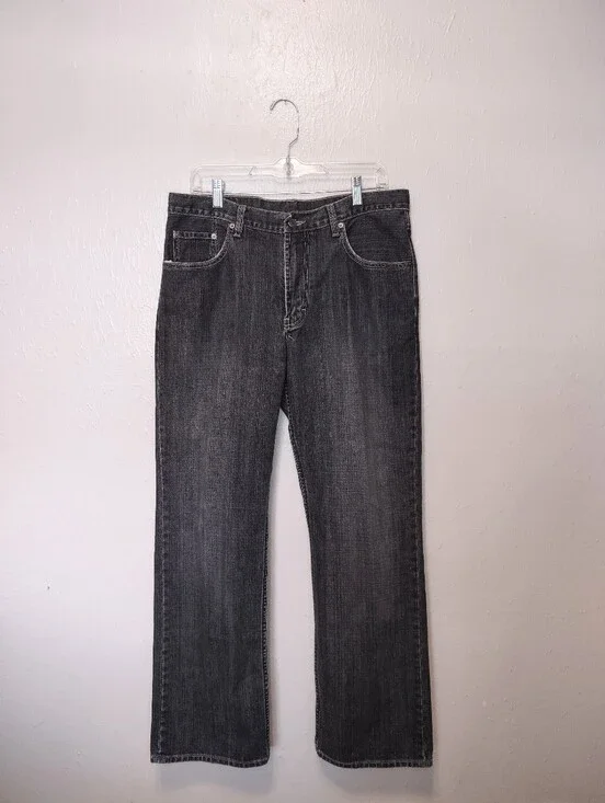 Men's Banana Republic Black Faded Wash Straight Leg Jean Size 35/32