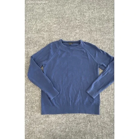 Banana Republic Men's Blue Cotton Slub Crewneck Raglan Sweater Size M Tall