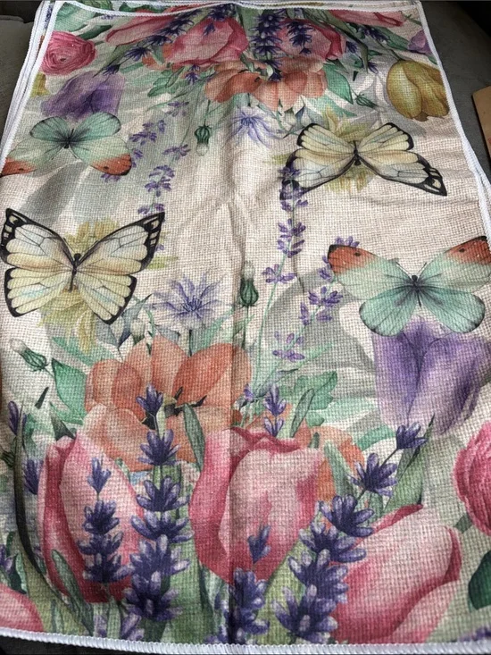 Bundle of SIX Floral Butterfly Kitchen Towel - Pink, Purple, Green