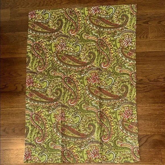 April Cornell Green, Gold, Cream &‎ Red Paisley Print Tea or Kitchen Towel