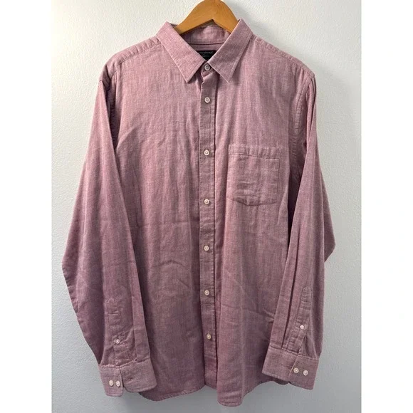 Banana Republic Men's Button Down 100% Cotton Shirt‎ Pink Standard Fit Preppy