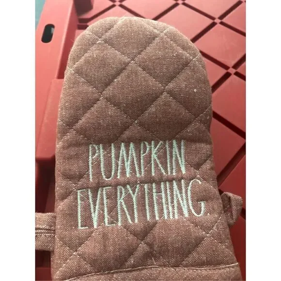 Rae Dunn PUMPKIN EVERYTHING Embroidered Apron Mini Oven Mitts