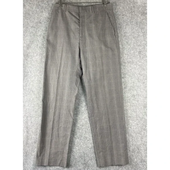 Banana Republic Pants Mens 33/34‎ Gray Glen Check Modern Fit Cotton Career NEW