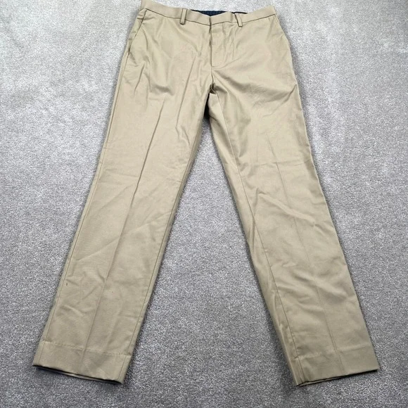 Banana Republic Chino Pants Mens 32x32 Tan Non-Iron Stretch Slim Fit Khakis NWT