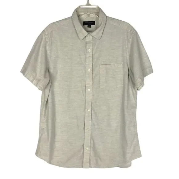 Banana Republic Soft Wash‎ Light Gray Button Front Shirt Men's L