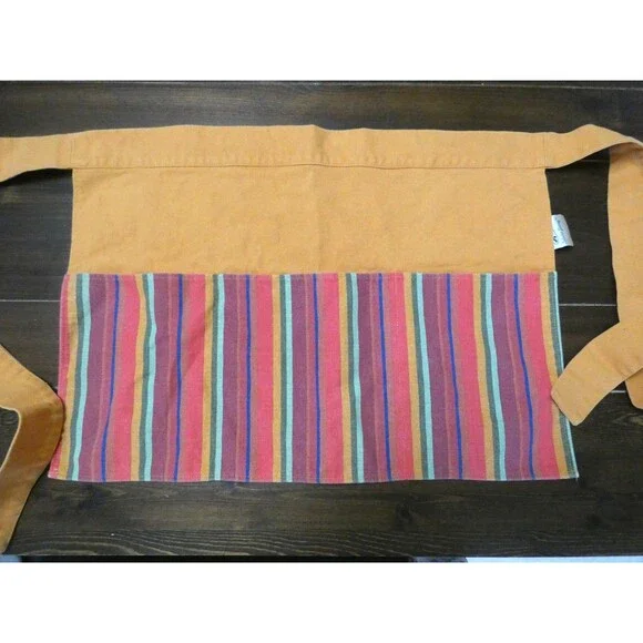 Isabella's Journey Multicolor Canvas Apron Waist Half 3 Front Pockets Striped