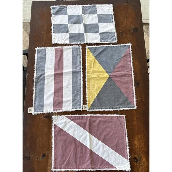 Nautical Signal Flag Sailboat Placemat Set (4)‎ + 4 Kitchen Towels Dickie Walker