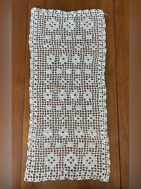 Handmade White Crochet Table Runner