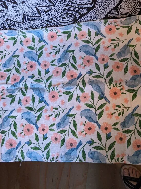 Market Finds Birds & Flowers Tea Towel NWOT