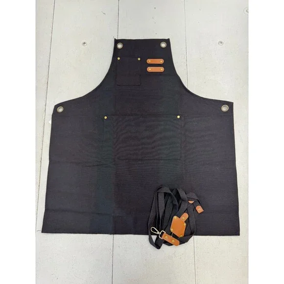 Fun Chaos Black Canvas Apron Cross Back Strap Unisex One Size