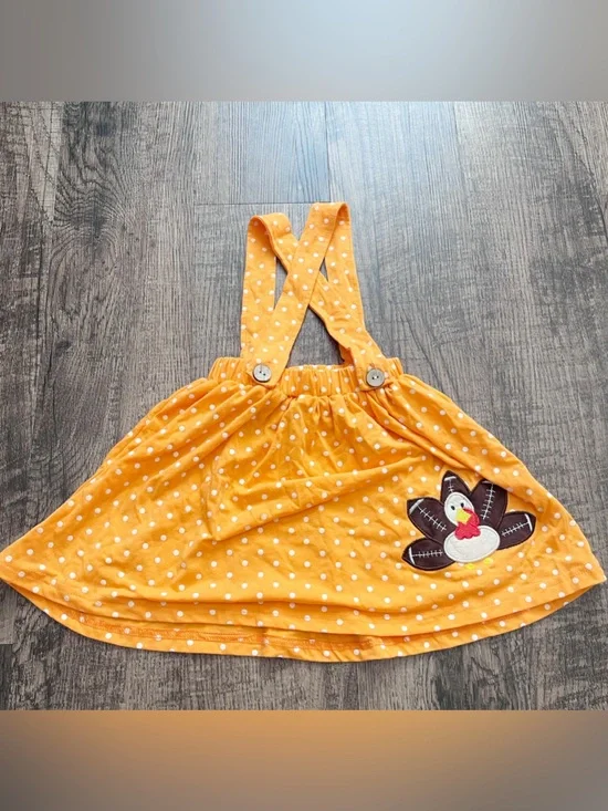 Orange Polka Dot Toddler Girls 18-24 Mths Turkey Suspender Jumper Skirt Turkey