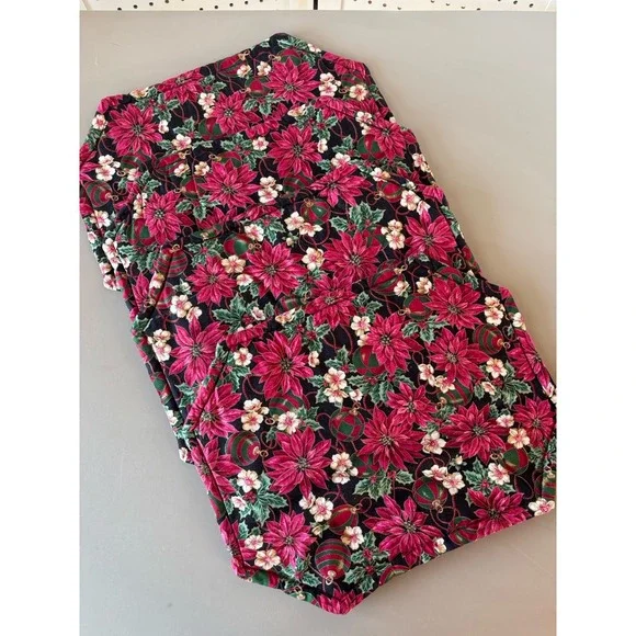 Set/4 Handmade Pointsettia Holly Berry Holiday Christmas Placemats‎ Fabric