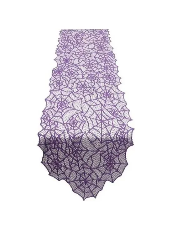 Halloween spider web lace table runner purple spooky party decoration dining roo