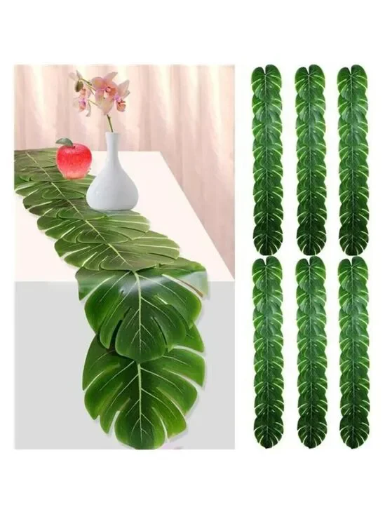 Artificial palm leaves table runner set of 6 tropical luau wedding party decor 7