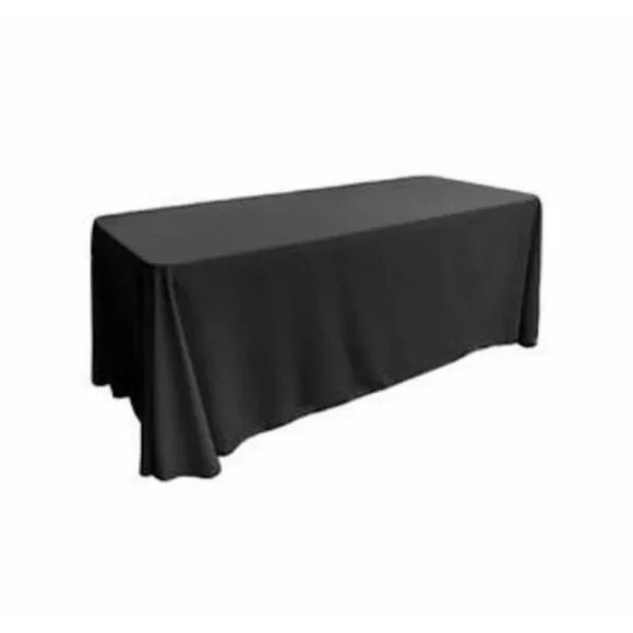 Womens LA 6” Drape Full Length Black Banquet Style Tablecloth 90 x 132