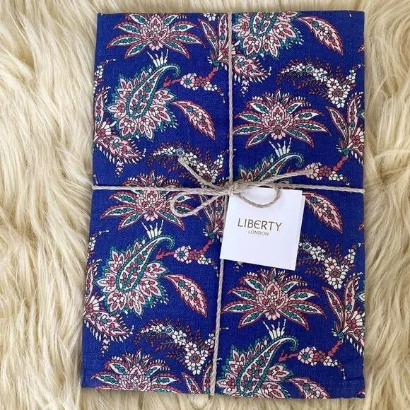 NEW Liberty London Klein Blue Floral Linen Tea Towel 19.5