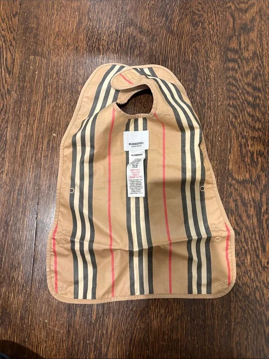 Burberry baby Vintage Nova Check Tan Stripe Bib