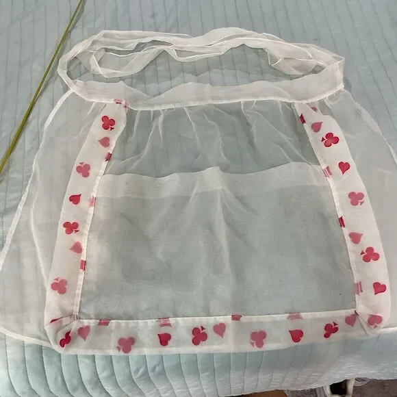 Vintage Becky’s Originals Minnesota Sheer Hostess Apron Card Suit Print White