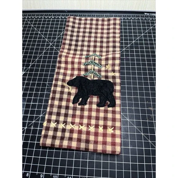 Kay Dee Designs Kitchen Towel Gingham Bear 17x27 Cabin Western L Brown Cotton