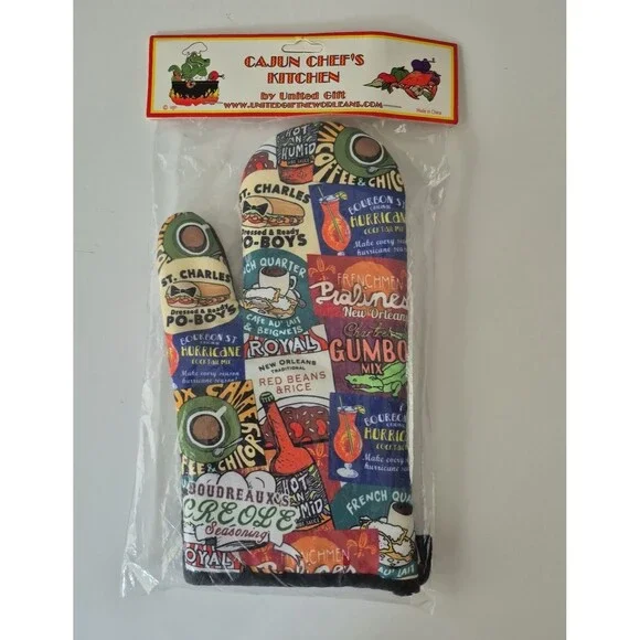 Cajun Chefs Kitchen New Orleans Iconic Food Logos Design Kitchen Oven Mitt Glove