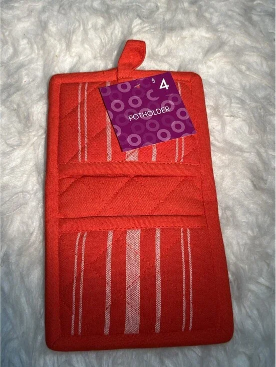 NEW Red With White Stripes Pot Holders