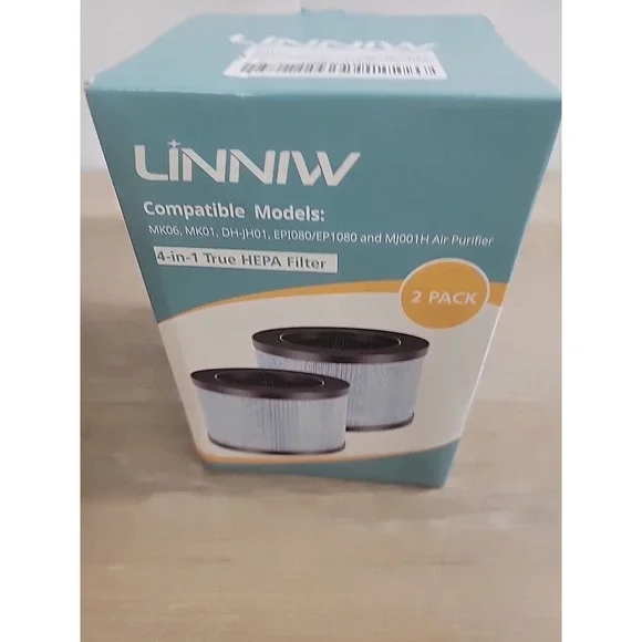 LINNIW 2‎ Pack 4 In 1 True HEPA filters for MK06,MK01,DHJ01,EPI080,EP1080,MJ001H