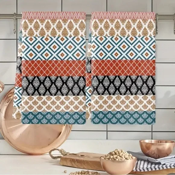 One Set Two Towels Boho Print
