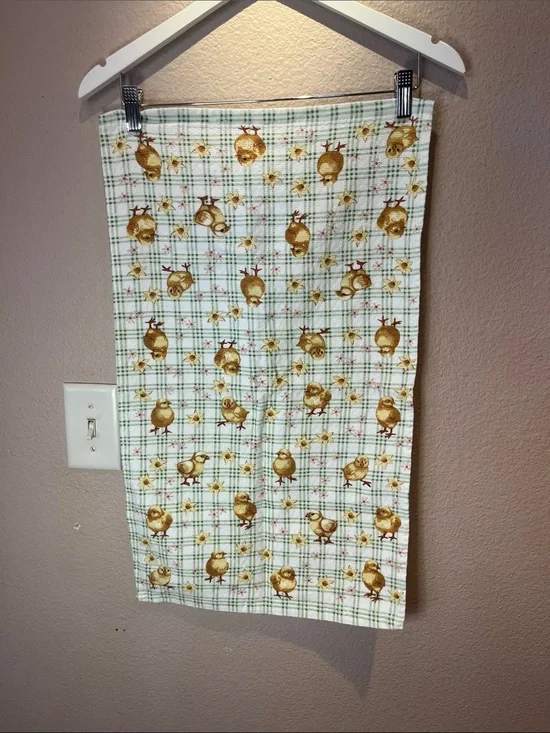Martha Stewart Easter Baby Chicks Jadite Green Kitchen Towel
