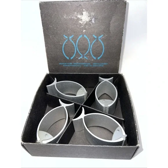 Aluminum With Rubber Face Fish Napkin Rings‎ Set of 4 Taiwan - Beautiful!