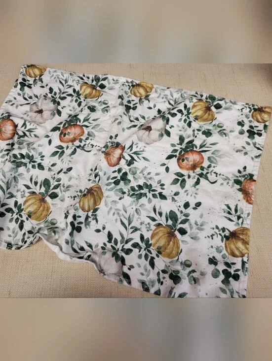 Pumpkin Fall Orange White Green Halloween Thanksgiving Kitchen Towel