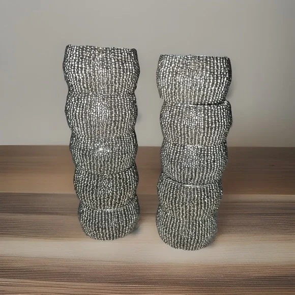 Set Of‎ 10 Silver Beaded Napkin Rings