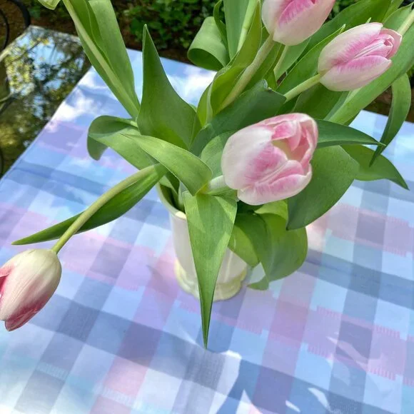 Pastel Plaid 100% Cotton Square-ish Tablecloth