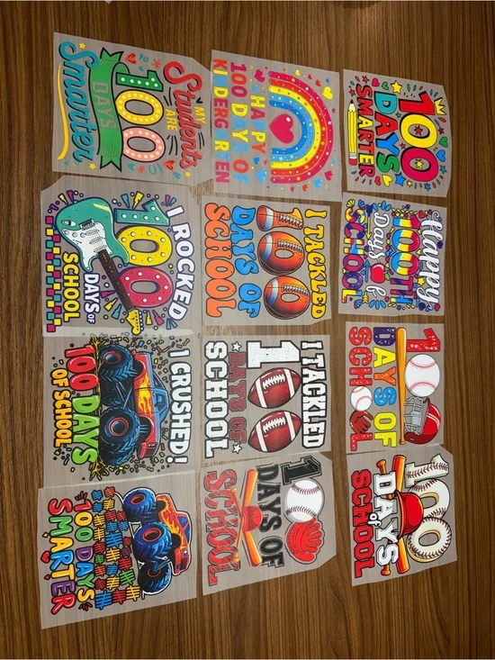 100 Days of School Heat Transfer Sheets