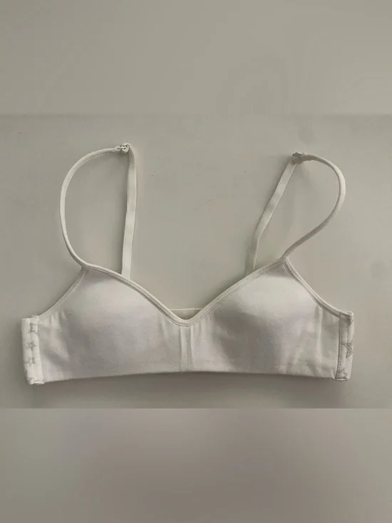 Youth Hanes white cotton & spandex bralette with gray star print, size M  #stars