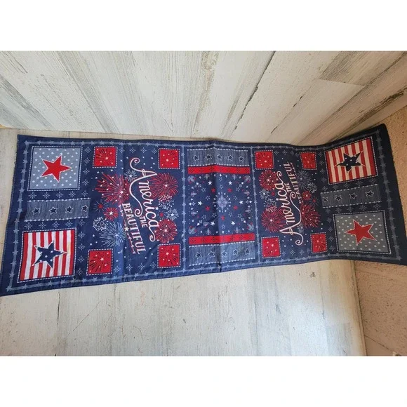 America beautiful flag table runner July 4th fireworks USA unique cloth‎ home