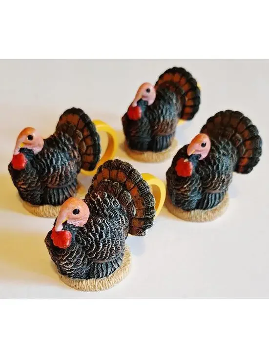 RARE Turkey Vintage Napkin Ring Holder - Excellent Condition- Set Of 4