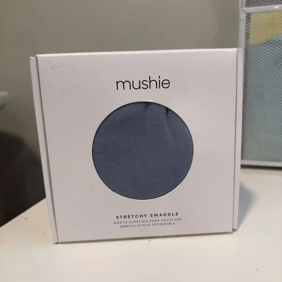 Mushie Stretchy Swaddle - Blue - New in Box