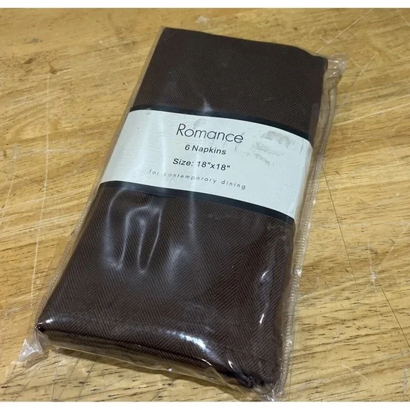 Benson‎ Mills Romance Brown Herringbone Texture Napkins Set Of 6 18x18