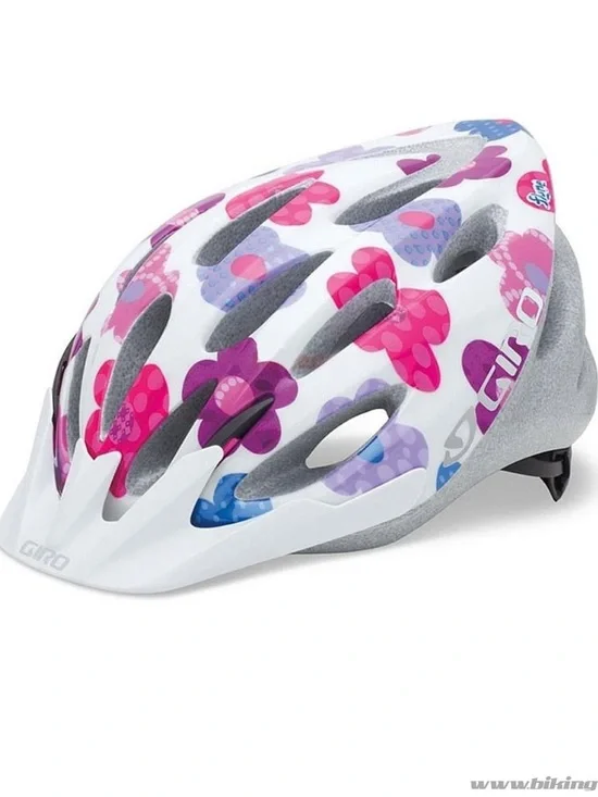 Giro Kids White Helmet with Pink, Purple & Red Floral Accents