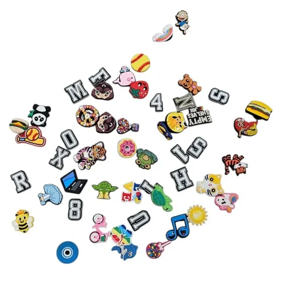 Croc Shoe Charms Bulk Lot of 40+ Random Cute Characters Letters Numbers‎