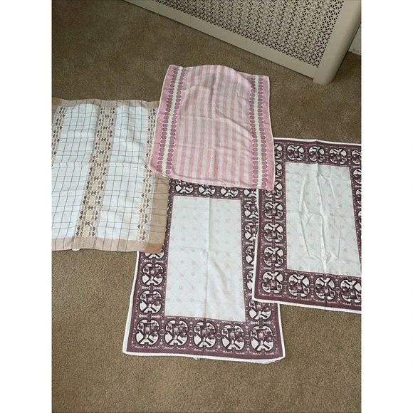 Lot Vintage Tea Towels Halbleinen Windmills Geometric
