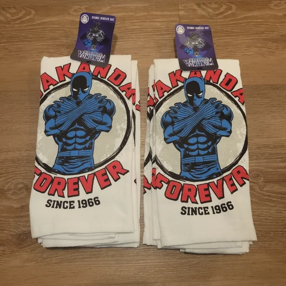 2 - Two Packs Wakanda Forever Since 1966 Marvel Comics Cotton Kitchen Towels